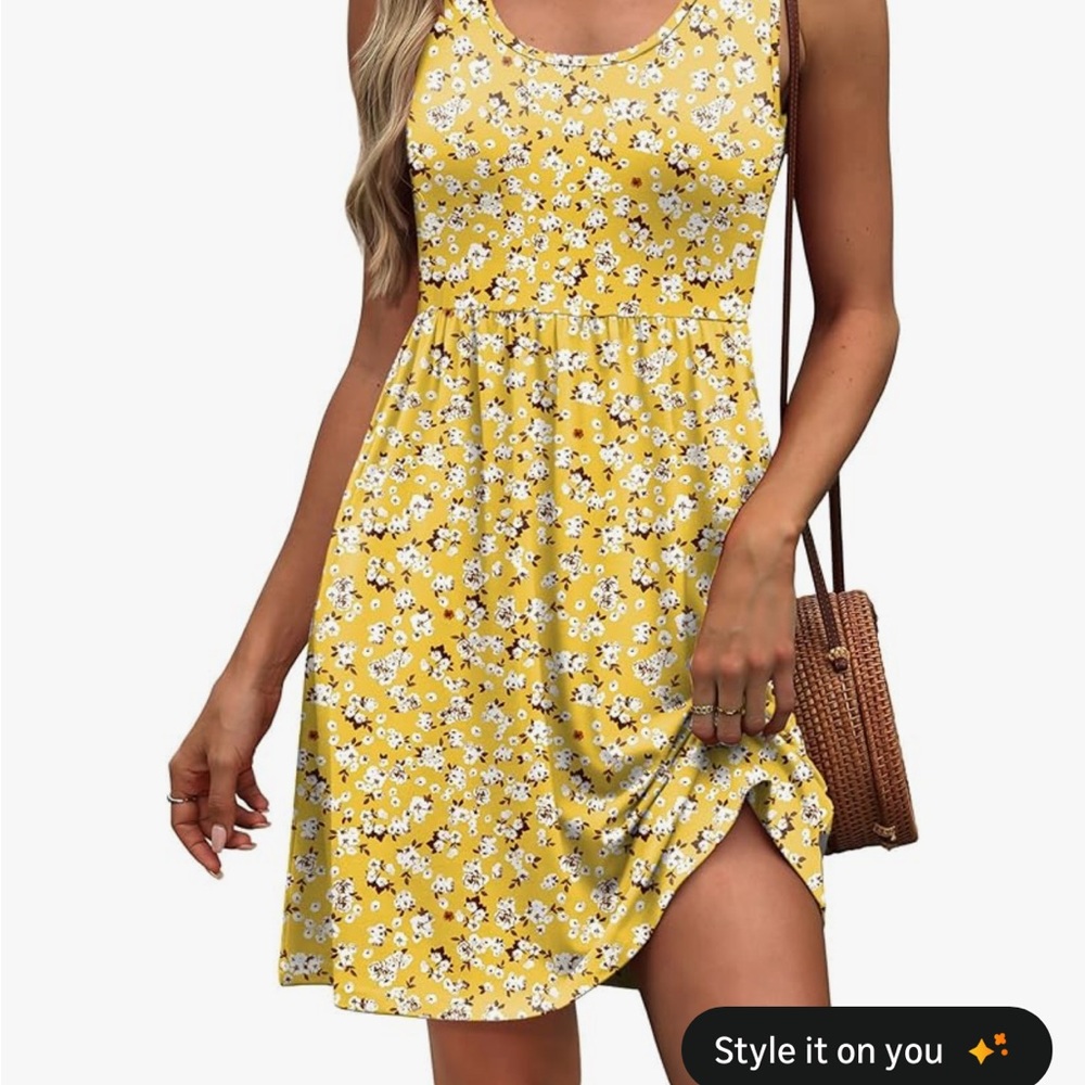 Women's Floral Yellow Dress Amazon XL